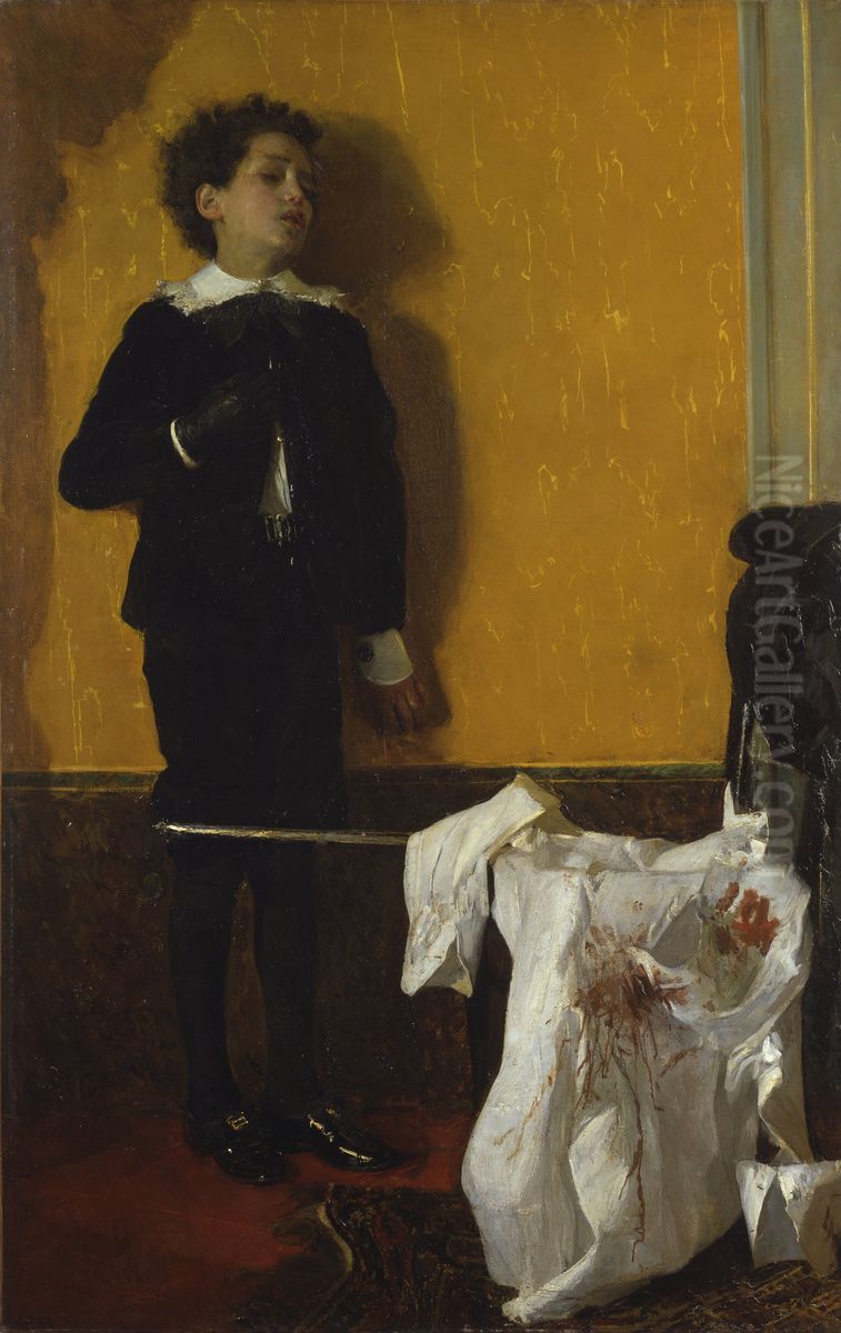 After the duel Oil Painting by Antonio Mancini