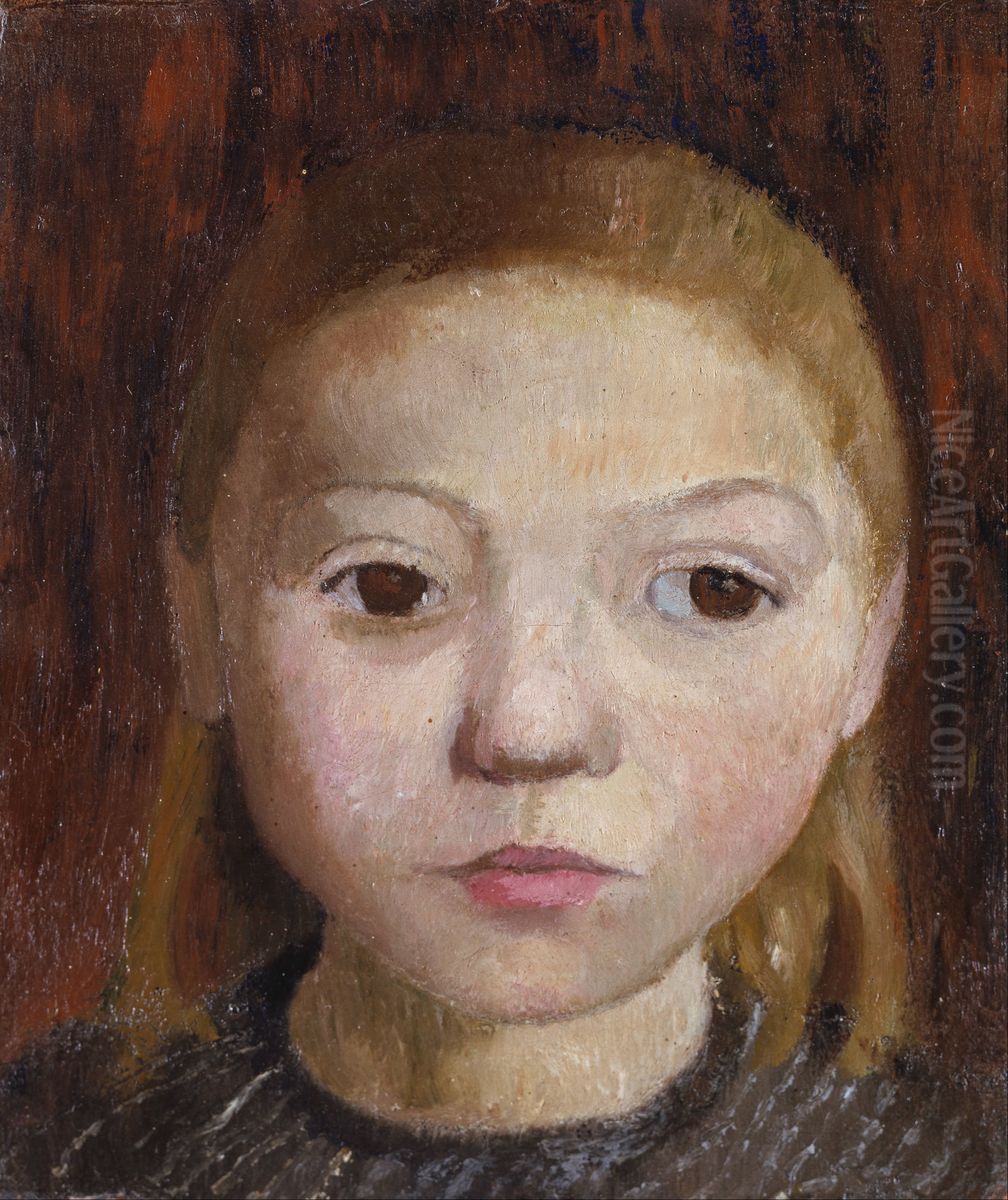 Head of a Girl Oil Painting by Paula Modersohn-Becker