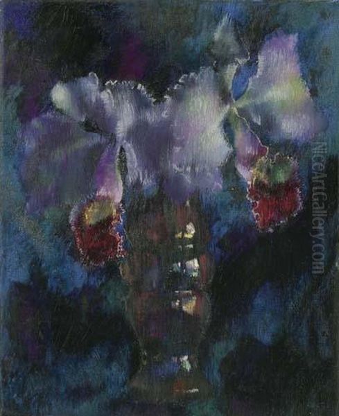 Orchideen Ii. 1929. (orchids) Oil Painting by Augusto Giacometti