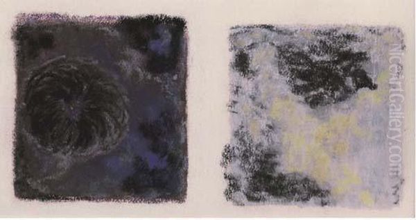 Zwei Abstraktionen: In Schwarz Und Violett/in Schwarz, Gelb Undgrau Oil Painting by Augusto Giacometti