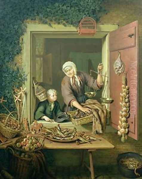 Boy buying chestnuts Oil Painting by Willem Van Mieris Leiden