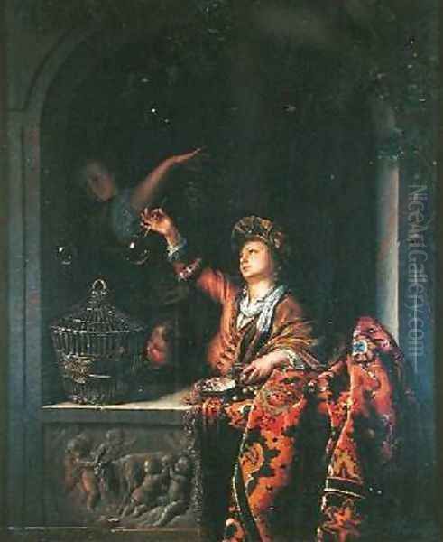 Soap Bubbles Oil Painting by Willem Van Mieris Leiden