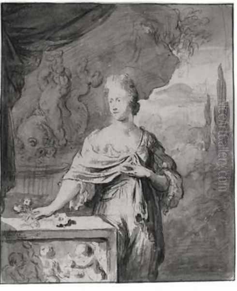 Preparatory drawing for Portrait of Dina Bye 1705 Oil Painting by Willem Van Mieris Leiden