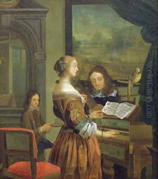 The Music Lesson Oil Painting by Willem Van Mieris Leiden