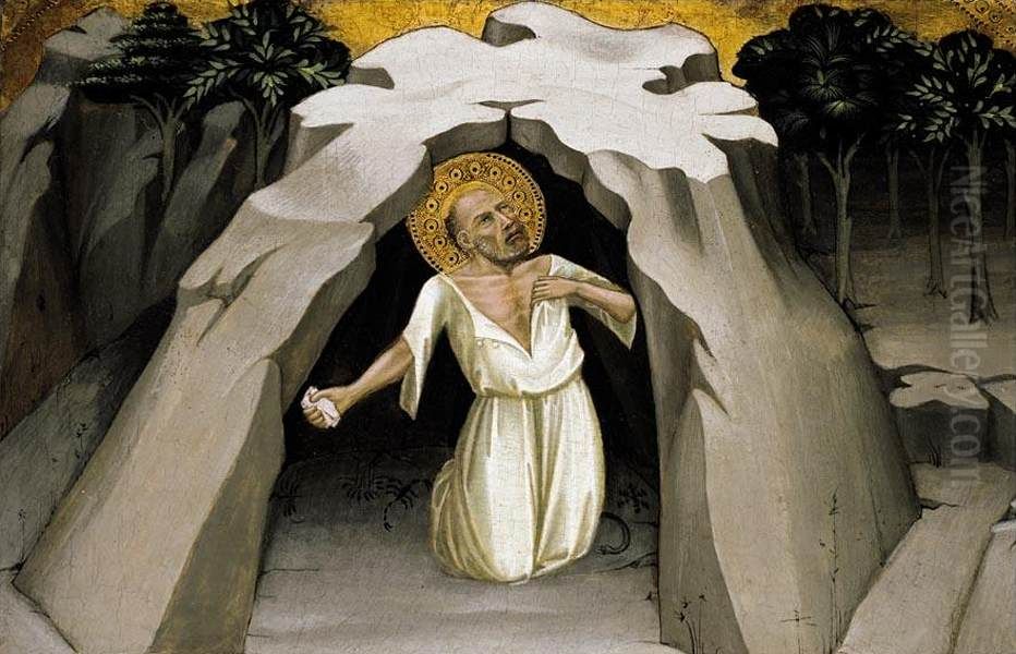 St Jerome in the Wilderness Oil Painting by Lorenzo Monaco