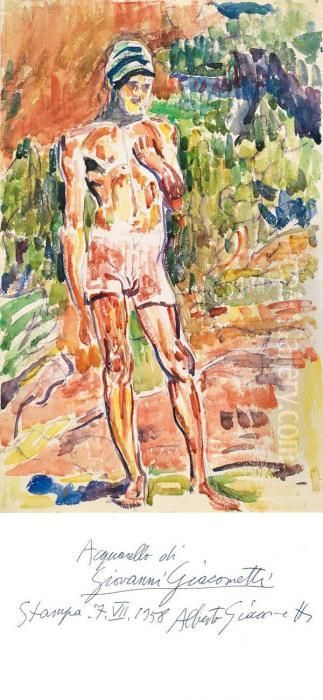 Badender Am Cavloccio See Bei Maloja Oil Painting by Giovanni Giacometti