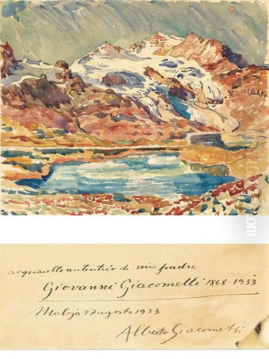 Passhohe In Graubunden Mit See, Vermutlich Bernina Pass Oil Painting by Giovanni Giacometti