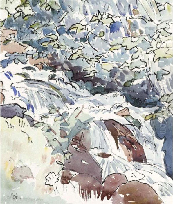 Bergbach Oil Painting by Giovanni Giacometti