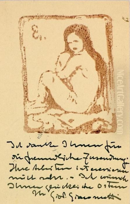 Sitzender Madchenakt Nach Links. - Ottilia Oil Painting by Giovanni Giacometti