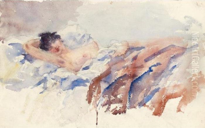 Annetta Im Bett 
Annetta In Bed Oil Painting by Giovanni Giacometti