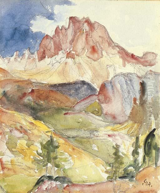 Piz Materdell Oil Painting by Giovanni Giacometti