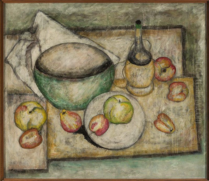 Still Life with a Green Bowl and Fruit Oil Painting by Tadeusz Makowski