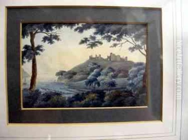 School: Watercolour Study Of A 
Hill Top Castle 