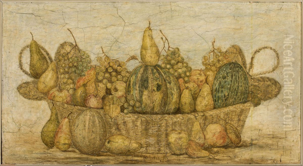 Basket with Fruit Oil Painting by Tadeusz Makowski