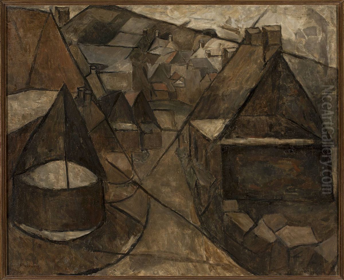 Breton Landscape with a Well Oil Painting by Tadeusz Makowski