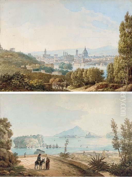 Florence From The Side Of The 
St. Nicholas Gate; And Les Solesprise De La Fin Della Strada Nova 
Posilippo Oil Painting by Giacinto Gigante