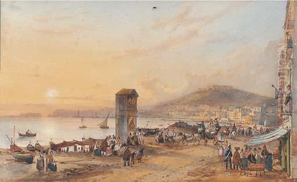 The Bay Of Naples Oil Painting by Giacinto Gigante
