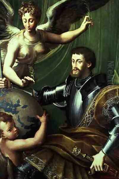 Emperor Charles V 1500-58 Receiving the World, c.1529 Oil Painting by Girolamo Francesco Maria Mazzola (Parmigianino)