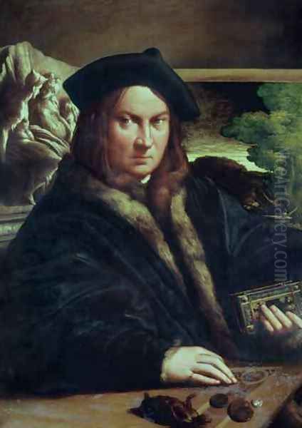 Portrait of a gentleman wearing a beret Oil Painting by Girolamo Francesco Maria Mazzola (Parmigianino)
