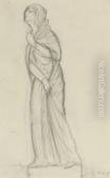 Draped Woman Oil Painting by Eric Gill