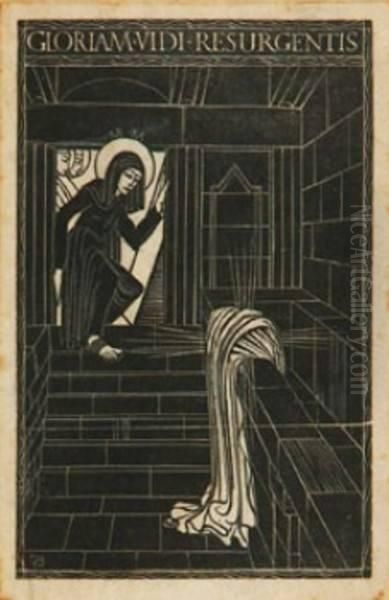 Qui Pascitur; & Gloriam Vidi Oil Painting by Eric Gill