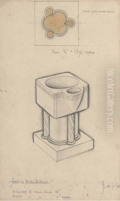 Design For A Font In Portland Stone Oil Painting by Eric Gill