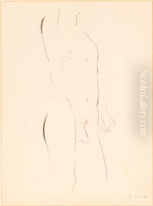 Male Nude Oil Painting by Eric Gill