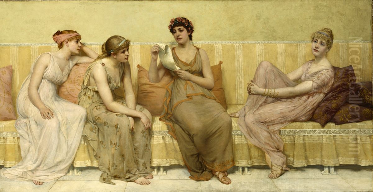 Reading the Story of Oenone Oil Painting by Francis Davis Millet