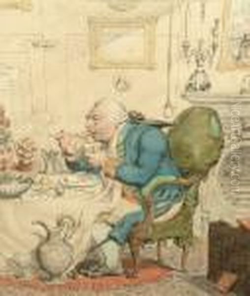Temperance Enjoying A Frugal Meal Oil Painting by James Gillray