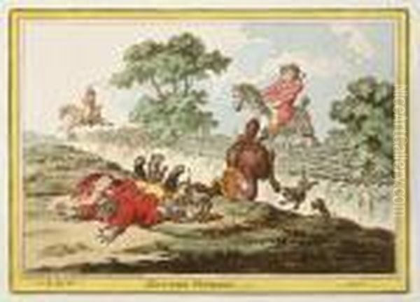 Hounds Finding; Hounds In Full-cry; Coming-in At The Death Oil Painting by James Gillray