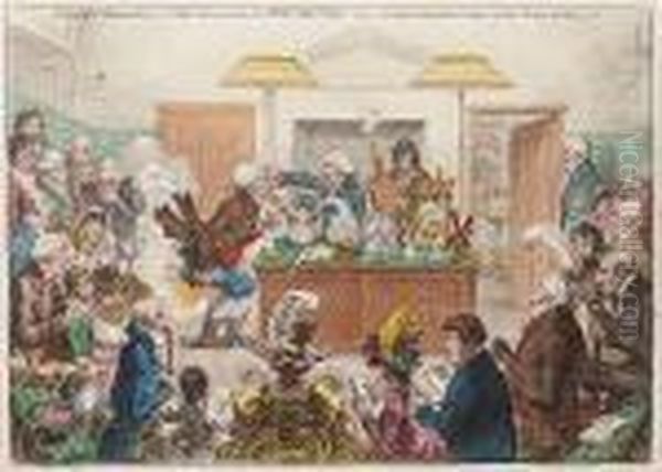 Scientific Researches! - New Discoveries In Pneumaticks Oil Painting by James Gillray
