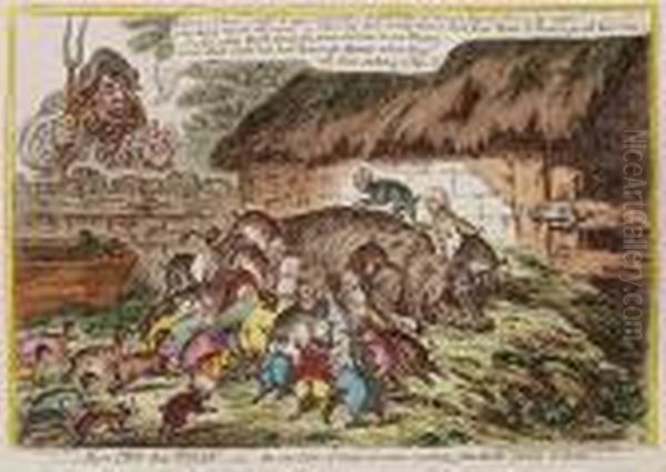 More Pigs Than Teats Oil Painting by James Gillray