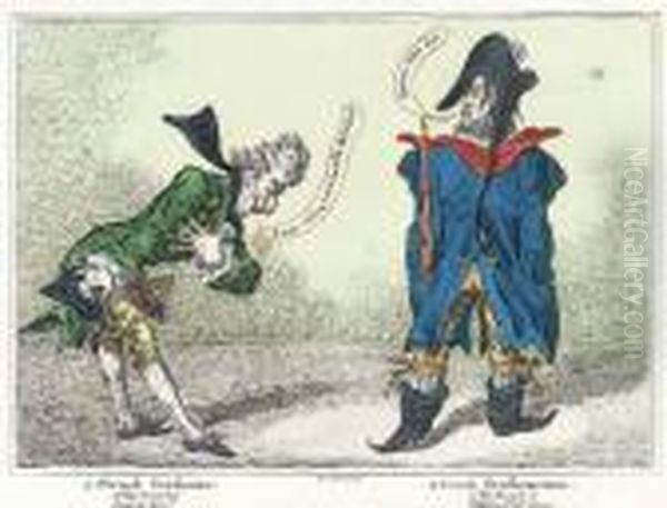 A French Gentleman Of The Court 
Of Louis Xvith, A Frenchgentlemaman [sic] Of The Court Of Egalite 1799 Oil Painting by James Gillray