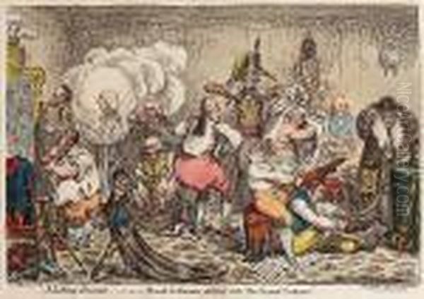 Making-decent; -i.e.-broad-bottomites Getting Into The Grand Costume Oil Painting by James Gillray