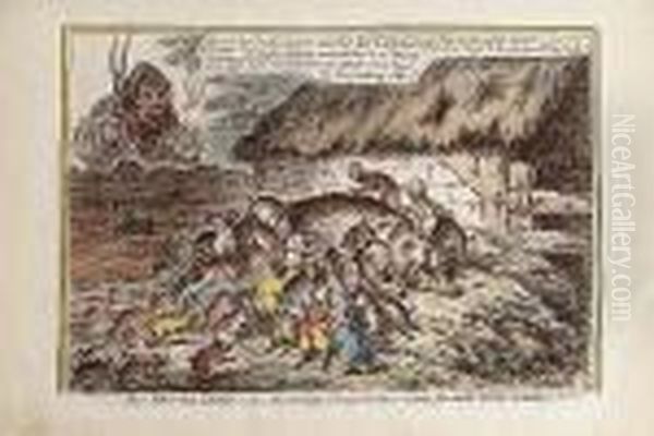 'more Pigs Than Teats'.-or-the 
New Litter Of Hungry Grunters, Sucking John-bulls-old-sow To Death Oil Painting by James Gillray