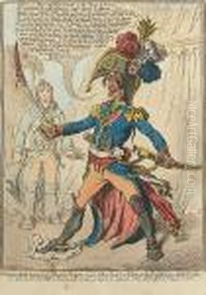 Buonaparte Hearing Of Nelson's 
Victory Swears By His Sword To Extirpate The English From Off The Earth Oil Painting by James Gillray