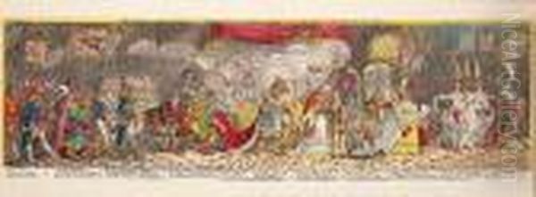 The Grand Coronation Of 
Napoleone The 1st Emperor Of France, From The Church Of Notre Dame, Dec 
2nd 1804 Oil Painting by James Gillray