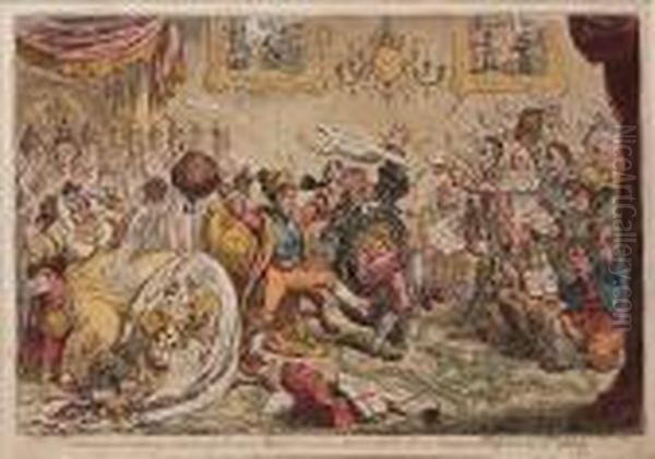 News From Calabria! Capture Of 
Buenos Ayres!- Ie - The Comforts Of An Imperial Dejeuner At St Clouds Oil Painting by James Gillray