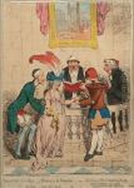 Democracy Leveling;-alliance A 
La Francoise; - Or - The Union Of The Coronet & Clyster-pipe Oil Painting by James Gillray