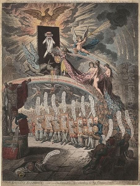 Titianus Redivivus;-or-the Seven Wise Men Consulting The New Venetian Oracle Oil Painting by James Gillray