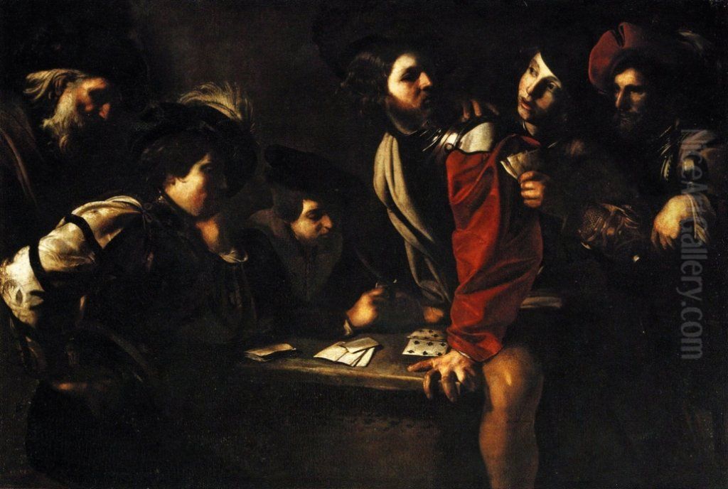 Soldiers Playing Cards Oil Painting by Bartolomeo Manfredi