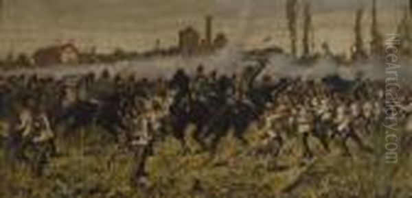 Attacco Di Cavalleria Oil Painting by Luigi Gioli