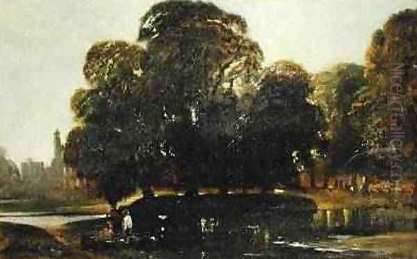 A View of Eton and the Fellows Eyot 1835-45 Oil Painting by William James Muller