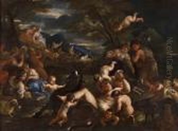 Baccanale Con 
Sileno Ebbro Oil Painting by Luca Giordano