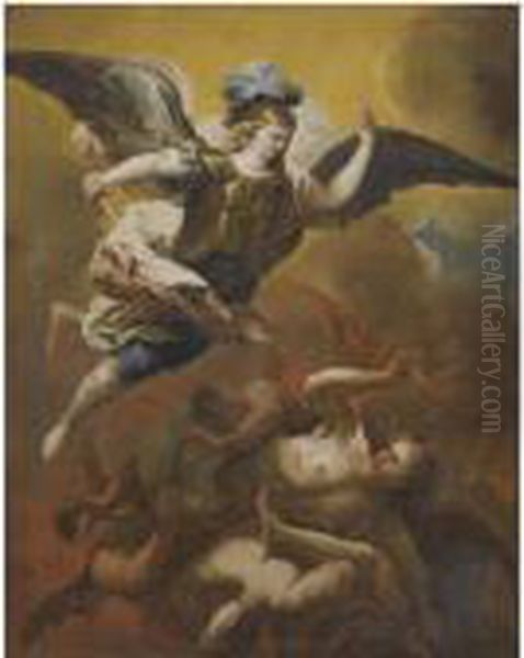 Saint Michael Defeating Satan Oil Painting by Luca Giordano