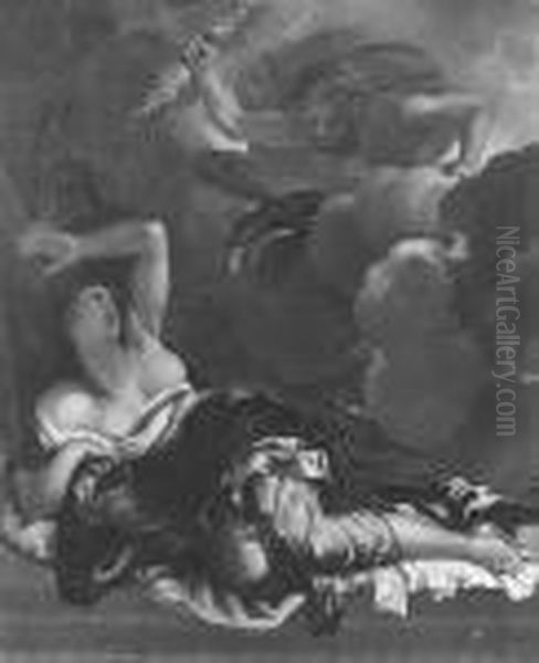 Giove Ed Ebe (?) Oil Painting by Luca Giordano