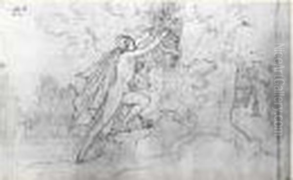 Enee, Suivant L'ordre De La Sybille, Cueille Le Rameau D'or Oil Painting by Anne-Louis Girodet de Roucy-Triosson