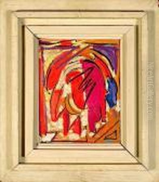 Composition Rouge, Circa 1949 Oil Painting by Albert Gleizes