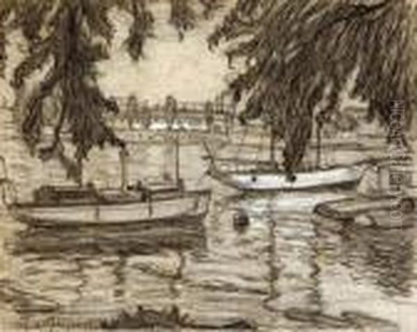 Barque A Courbevoie, 1908. Oil Painting by Albert Gleizes