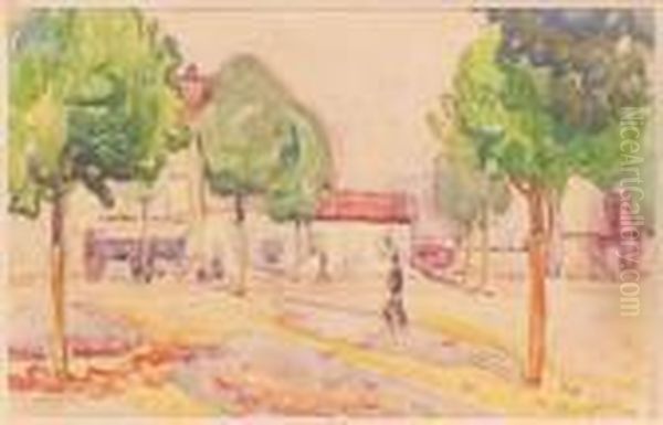 Place D'un Village Avec Deux Promeneurs Oil Painting by Albert Gleizes